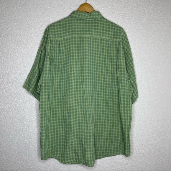 Indigo Palms‎ Tommy Bahama Linen Blend Green Checkered Short Sleeve Button Down - Picture 2 of 11